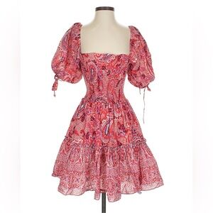 Cara Cara Red Bandana Puff Sleeve Mini Dress ~ XS